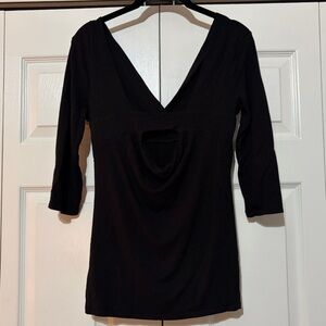 White House Black Market V-Neck Black Blouse